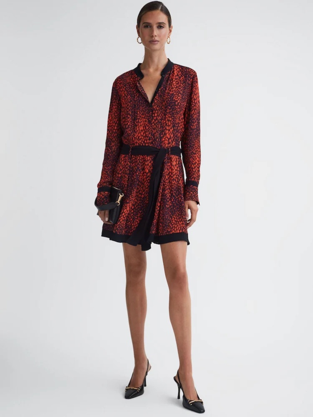 Reiss kinsey animal print belted mini dress